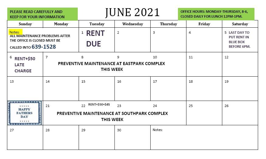 Hartsville June 2021 Calendar
